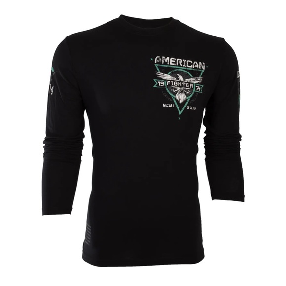 American Fighter Mens Long Sleeve Shirt ABRAHAM Premium Athletic Black S-3XL - Picture 10 of 13